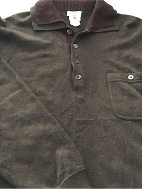 Avon Celli Men's Brown Long-Sleeve Polo Shirt with Chest Pocket Size 54 Cashmere